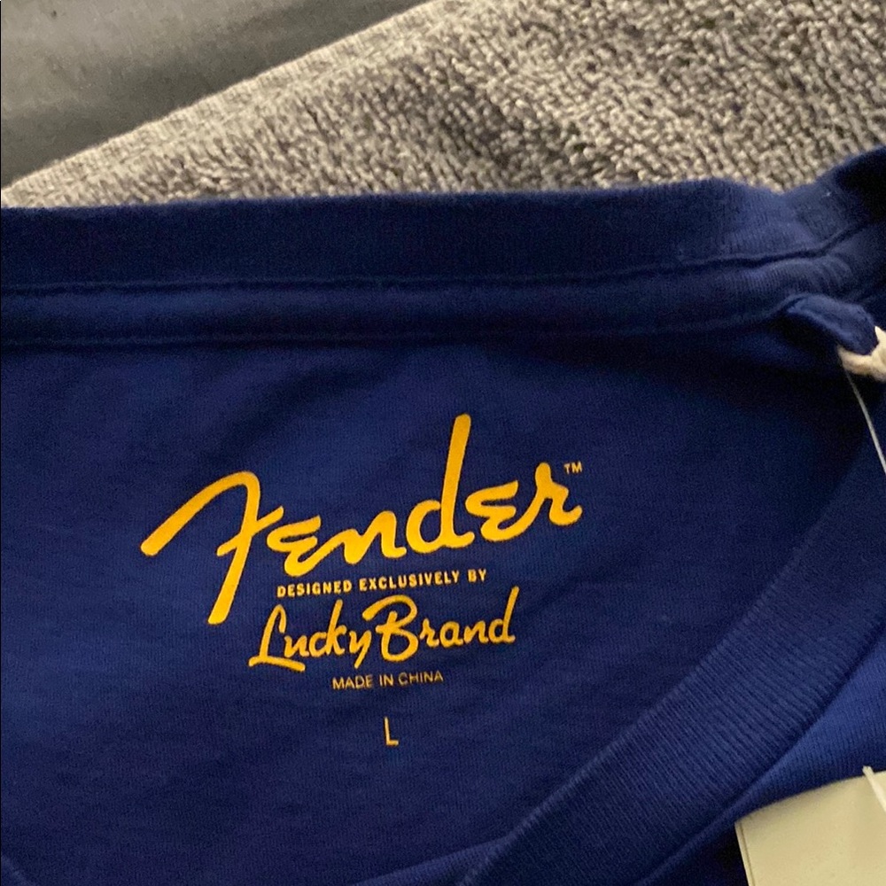Fender Royal Blue Tee with Gold Script - Picture 4 of 6